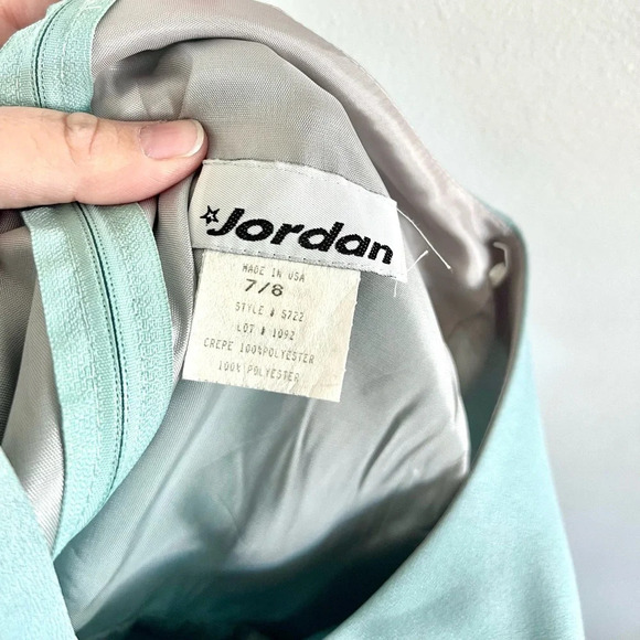 Jordan Vintage Blue Cap Sleeve Bow Front Empire Waist Maxi Dress Size 7/8 - Picture 6 of 14